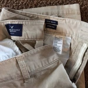 Great shape khakis. 97% cotton 3% spandex